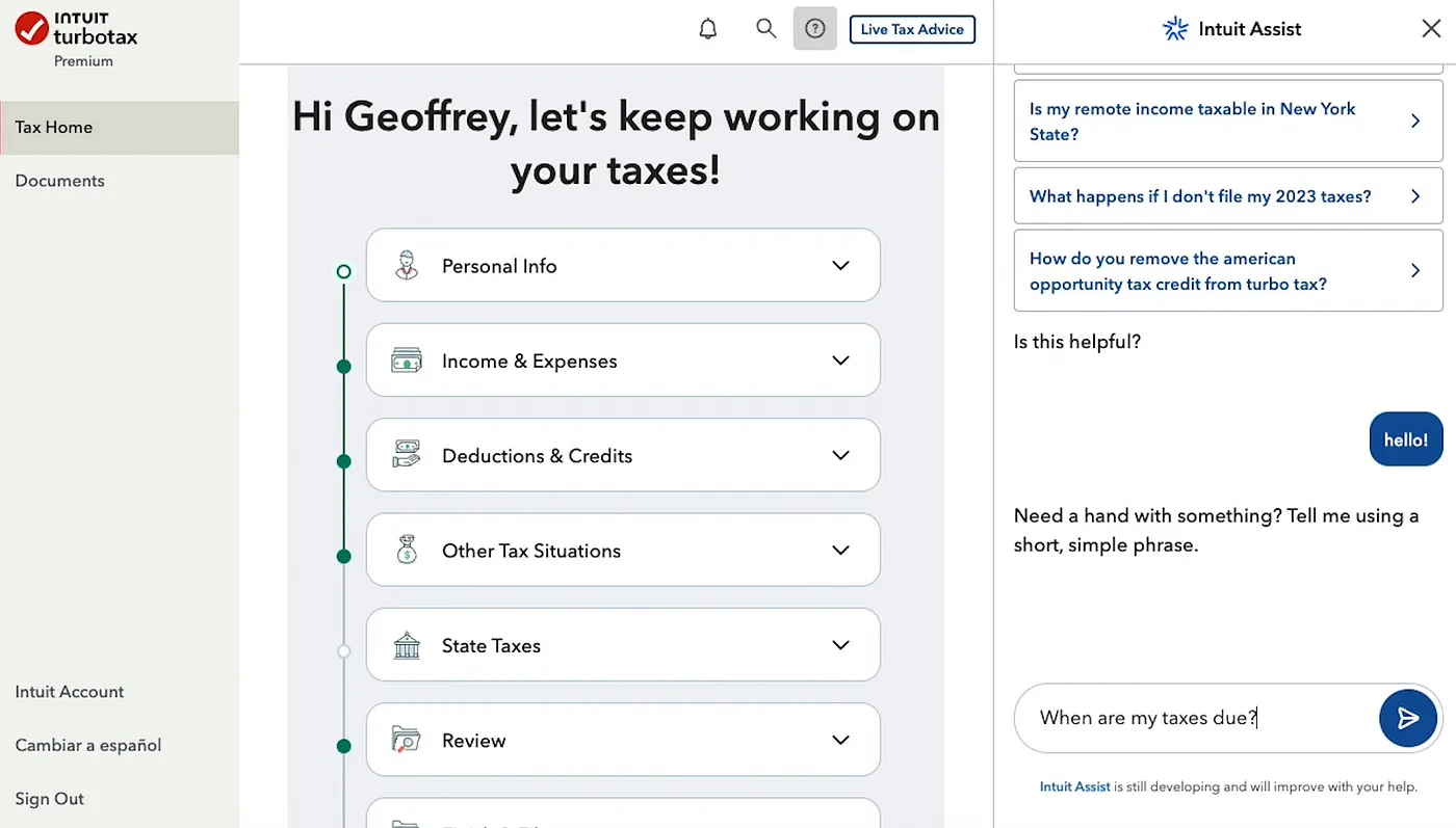 Turbotax + AI
